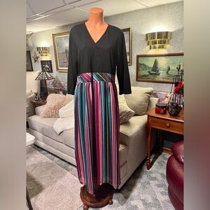 Vintage ULLA POPKEN Women's Size 12/14 A-Line Maxi Dress Indie BOHO Multicolor S
